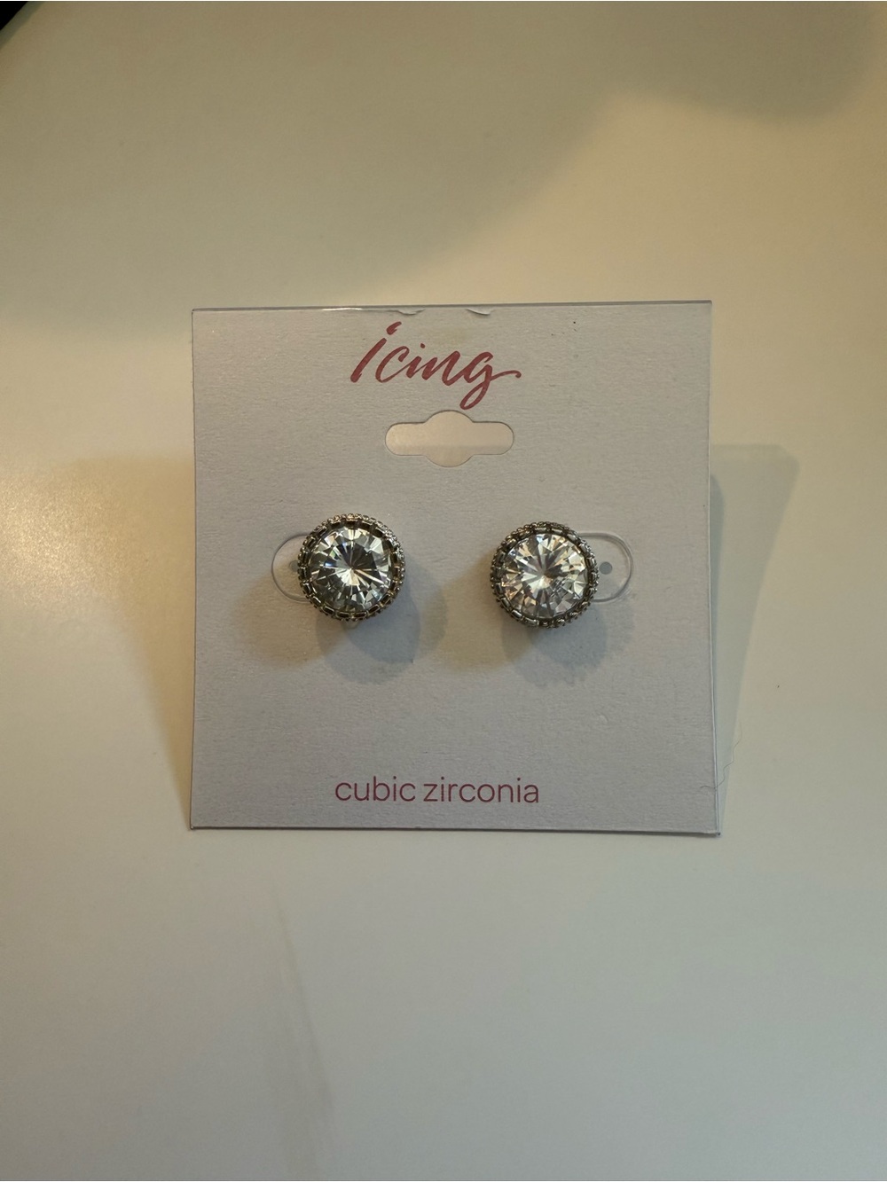 Icing Silver-Tone Cubic Zirconia Halo Stud Earrings